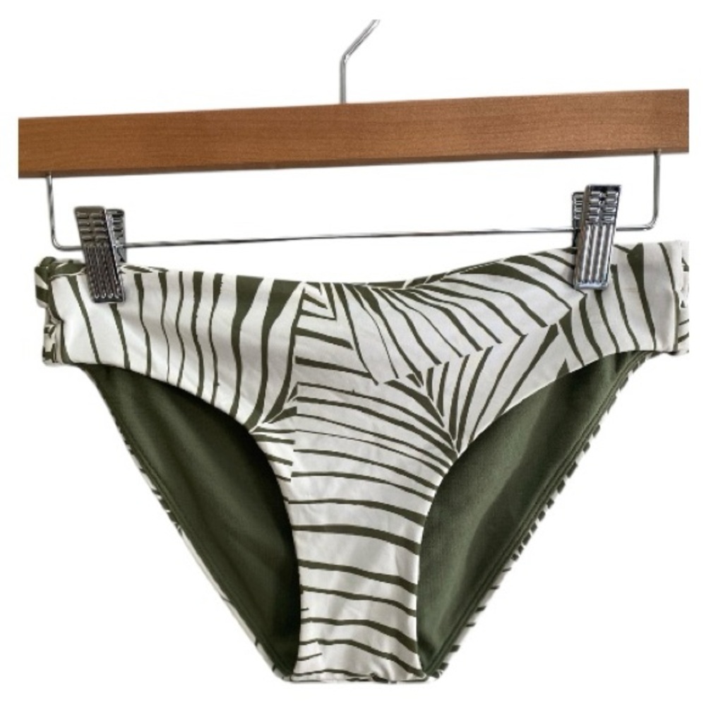 NWOT Roxy Beach Classics Strap Hipster Bikini Green/White Bottom Small